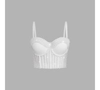 Donna Perline Top Bustier Reggiseno Bralette Corsetto Canotta Corto Clubwear