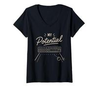Donna Perni di Ricambio My Potential Bowling Bowler Strike Maglietta con Collo a V