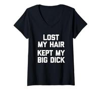 Donna perso il mio capelli (kept il mio grosso cazzo) - divertente dicendo sarcastico calvo Maglietta con Collo a V