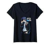 Donna Persona 3 Reload Protagonist Memento Mori Collage Video Game Maglietta con Collo a V