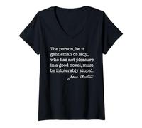 Donna Persona Buon romanzo intollerabilmente Stupido Jane Austen Citazione Meme Maglietta con Collo a V
