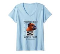 Donna Personal Stalker Cane Boxer I Will Follow You Prigione Maglietta con Collo a V