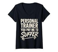 Donna Personal Trainer Mi paghi per soffrire Personal Trainer Maglietta con Collo a V