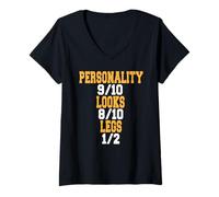 Donna personalità 9 Stile 8 Gambe Mezza Scherzo Fiero Maglietta con Collo a V