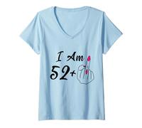 Donna Personalizzato I Am 52 Plus 1 Umorismo dito medio 53 donne Maglietta con Collo a V