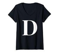 Donna Personalizzato nome alfabeto iniziale lettera D regalo regalo Maglietta con Collo a V