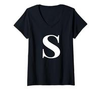 Donna Personalizzato Nome Alfabeto Iniziale Lettera S Regalo Regalo Maglietta con Collo a V