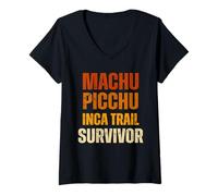 Donna Peruviano Machu Picchu Cusco Perù Inca Trail Survivor Design Maglietta con Collo a V