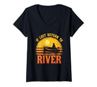 Donna Pesca A Mosca If Lost Return To River Maglietta con Collo a V