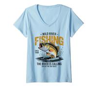 Donna Pesca Bass Wild River dal 1990 Maglietta con Collo a V