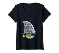Donna Pesca Divertente I'm Not Always Grumpy Sometimes I'm Fishing Maglietta con Collo a V