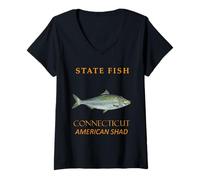 Donna Pescare nel Territorio del Connecticut The American Shad Maglietta con Collo a V