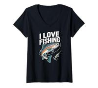 Donna Pescato del giorno per appassionati di pesca I Love Fishing Maglietta con Collo a V