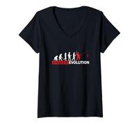 Donna Pescatore Evolution Canna Pesca Pesca Pesca Pesca Regalo Maglietta con Collo a V