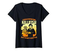 Donna Pesce Fuor d'Acqua Maglietta con Collo a V