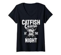 Donna Pesce Gatto Regina della Notte Pesce Gatto Maglietta con Collo a V