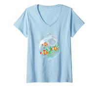 Donna Pesce pagliaccio Anemonefish Bolle Acqua Frutiger Aero Y2K Style Maglietta con Collo a V