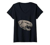 Donna Pesce preistorico Dunkleosteus | Pesce osseo fossile Paleo Maglietta con Collo a V