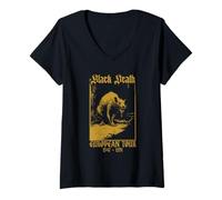 Donna Peste Morte Nera Peste Ratto | Black Death European Tour Maglietta con Collo a V