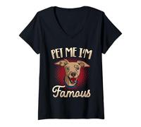 Donna Pet Me I'm Famous Maglietta con Collo a V
