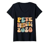 Donna Pete Buttigieg 2028 per il presidente resiste alle elezioni ondulate Maglietta con Collo a V