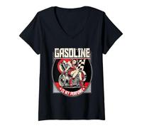 Donna Petrolhead Tuning Auto Drifting Gasoline Is My Perfume Maglietta con Collo a V