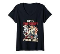Donna Petrolhead Tuning Auto Life's Too Short For Stock Cars Maglietta con Collo a V