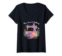 Donna Pezzo Love & Quilting Maglietta con Collo a V