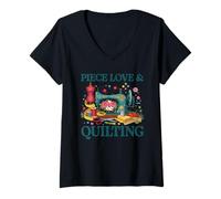 Donna Pezzo Love & Quilting Maglietta con Collo a V
