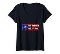 Donna PFKNR - Bandiera vintage di Porto Rico Boricua Root Home Maglietta con Collo a V