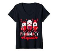 Donna Pharmacy Squad Funny Valentine's Day Pharmacist Technician Maglietta con Collo a V