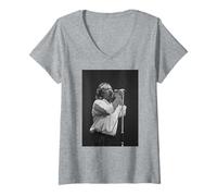 Donna Phil Collins dei Genesis dal Vivo con Il Tour Mondiale degli Invisible Touch Maglietta con Collo a V