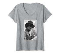 Donna Phil Lynott Thin Lizzy Thunder e Lightning Era 1983 Maglietta con Collo a V