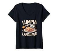 Donna Philippine Lumpia Is My Love Language Pinoy Food Spring Roll Maglietta con Collo a V