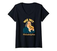 Donna Philly Cheesesteak Wiz Wit Benjamin Franklin Filadelfia Maglietta con Collo a V