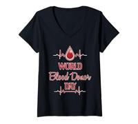 Donna Phlebotomy Blood Drive World Blood Donor Day Phlebotomist Maglietta con Collo a V