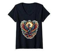 Donna Phoenix Rising From Ashes Fire Bird Superare le avversità Maglietta con Collo a V
