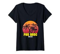 Donna PHU QUOC Vietnam Viaggi Maglietta con Collo a V