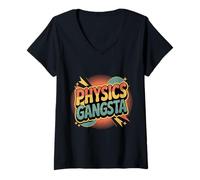 Donna Physics Gangsta Nerd Science Student Knowledge - Maglietta con Collo a V