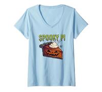 Donna Pi Day Spooky Pi Halloween Pumpkin Pie Matematica Geek Scienza Giochi di Parole Maglietta con Collo a V