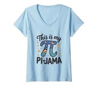 Donna Pi Pigiama Matematica Camicia da Notte Scuola This Is My Pi-Jama Maglietta con Collo a V