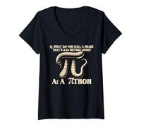 Donna Pi Tee Divertente Python Snake Humor Pi Simbolo Matematica Scienza Regali Maglietta con Collo a V