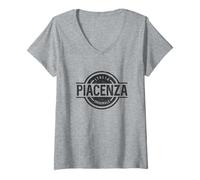 Donna Piacenza Italia - Piacenza Ufficiale Emilia-Romagna Italia Maglietta con Collo a V