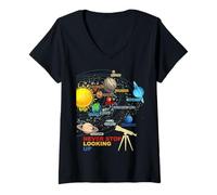 Donna Pianeti del sistema solare -Never Stop Looking Up Astronomia Maglietta con Collo a V