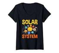 Donna Pianeti del Sistema Solare Scienza Spaziale educativa Maglietta con Collo a V