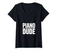 Donna Piano Dude Maglietta con Collo a V