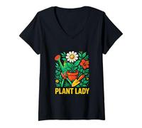 Donna Pianta da giardinaggio Lady Vintage Donna Boho. Maglietta con Collo a V
