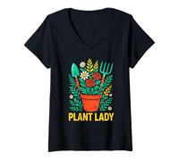 Donna Pianta da giardinaggio Lady Vintage Donna Boho. Maglietta con Collo a V