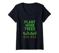 Donna Pianta più Alberi: coltiva la Speranza, Non Il Carbonio Maglietta con Collo a V