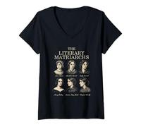 Donna Piccole Donne nella Letteratura, Jane Austen, Bronte Sisters Maglietta con Collo a V